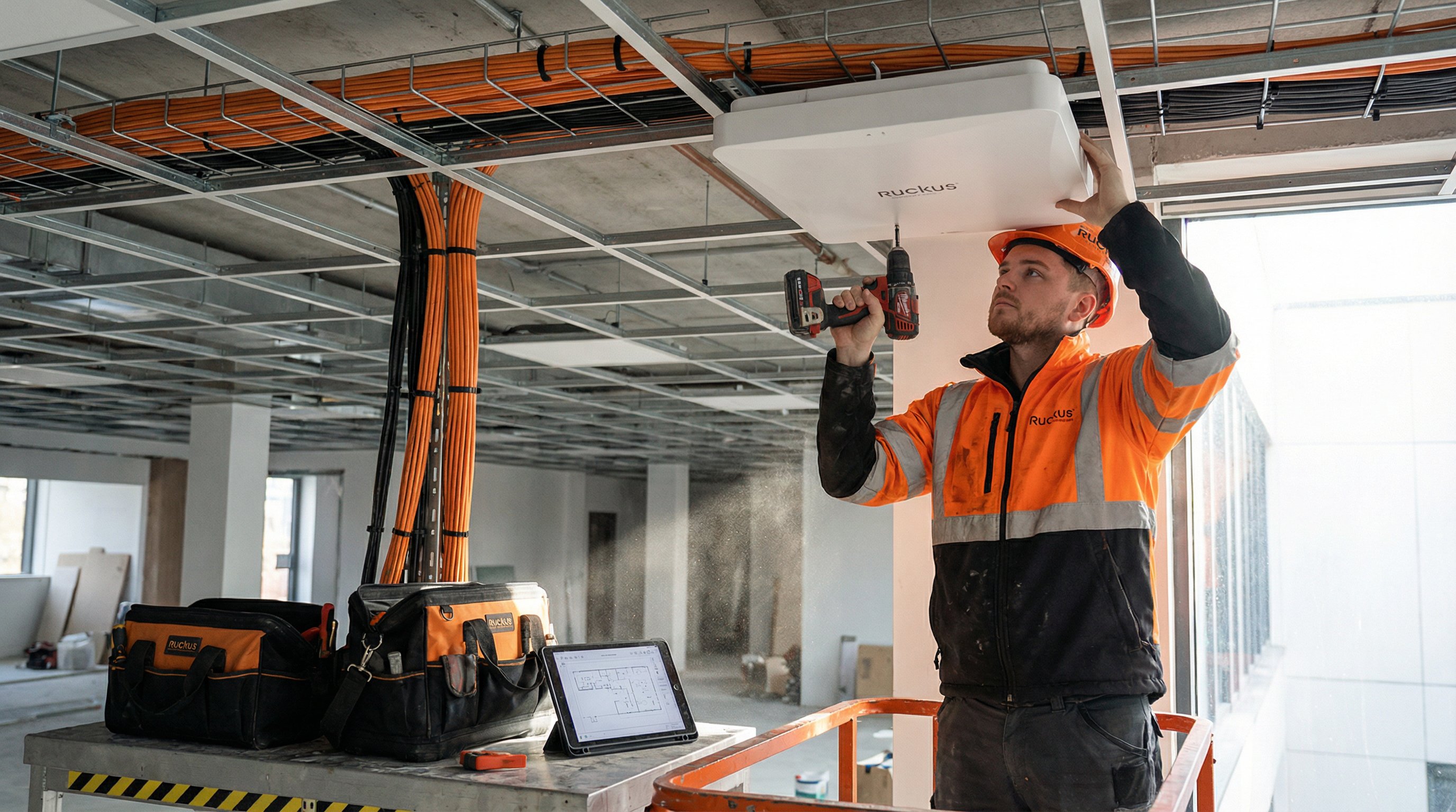 Momento de instalar o wifi na obra - Cabeamento Estruturado SP na Berrini